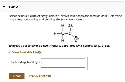 Part A Below Is The Structure Of Acetyl Chloride Drawn With Bonds And