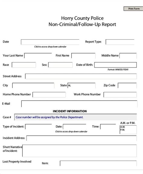 9 Police Report Templates Free Sample Example Format Download