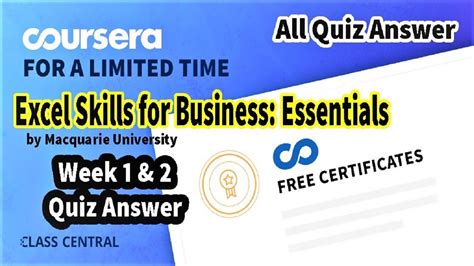 Excel Skills For Business Essentials Week 1 2 All Answers