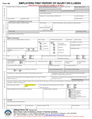 Fillable Online Form First Report Of Injurymass Govemployers