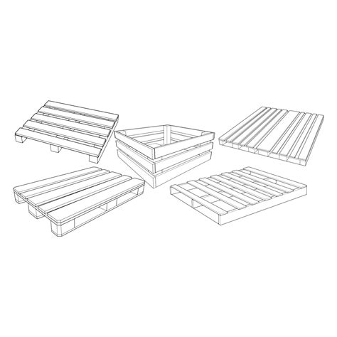 Set Of Wooden Pallet Vector Illustration On White Background Isolated