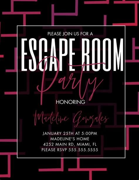 Modern Maze Escape Room Party Invitation Template Postermywall