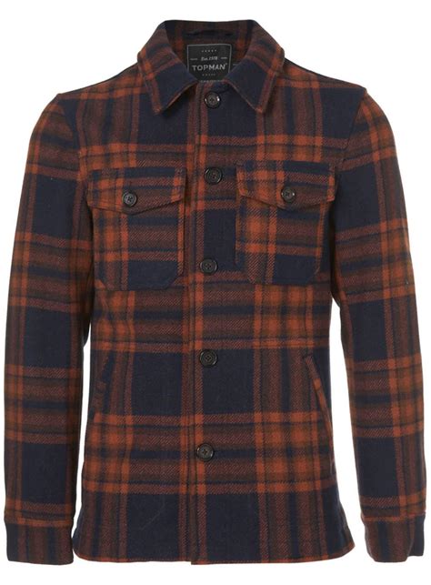 Check Wool Heavyweight Shacket Menswear Topman Women S Plaid Shirt