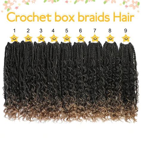 9 Packs Box Braids Crochet Hair T27 14 Inch Bohomian Crochet Box Braids With Curly Ends 3x Boho