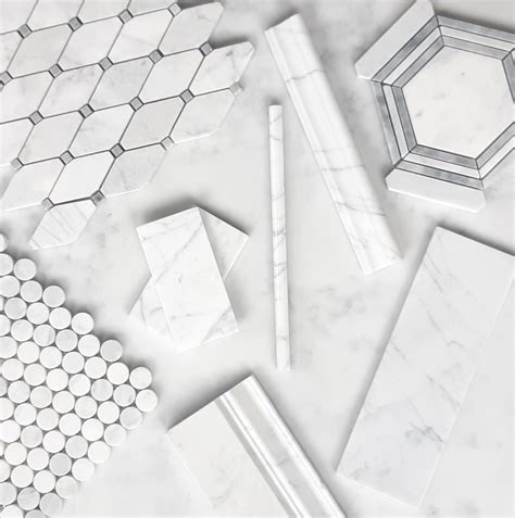 Long Octagon Carrara Marble Mosaic With Bardiglio Honed