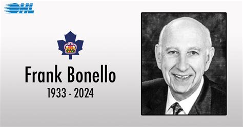 Ohl Mourns The Loss Of Frank Bonello Ontario Hockey League