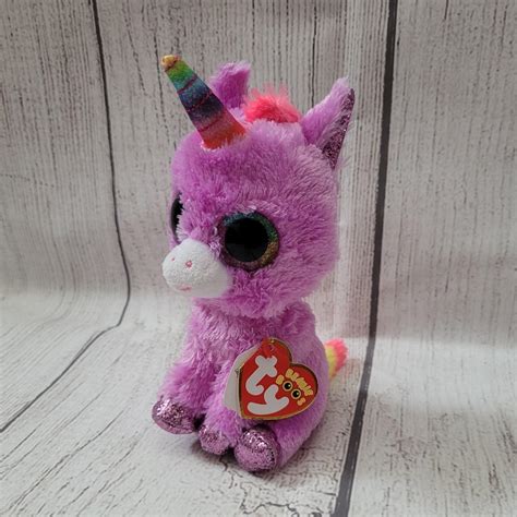 TY Beanie Boo Silk ROSETTE The Unicorn 6 Rainbow Depop