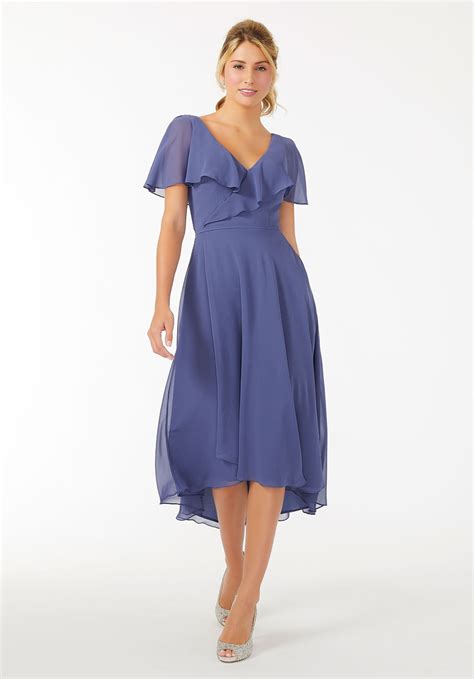 Midi Flutter Sleeve Chiffon Bridesmaid Dress Morilee Midi Bridesmaid Dress Satin Bridesmaid