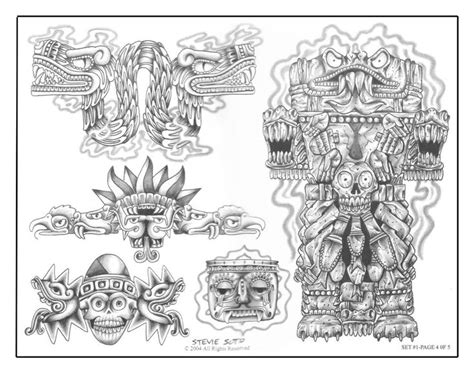 Steve Soto Tattoo Sketchbooks VK Aztec Tattoos Sleeve Flash