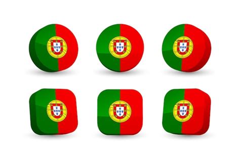 Vlag Van Portugal 3D Vector Illustratie Knop Vlag Van Portugal