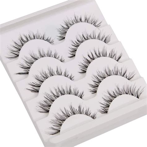 Reactionnx False Eyelash Kit With Clamp 10 Lashes Fake Eyelashes Soft