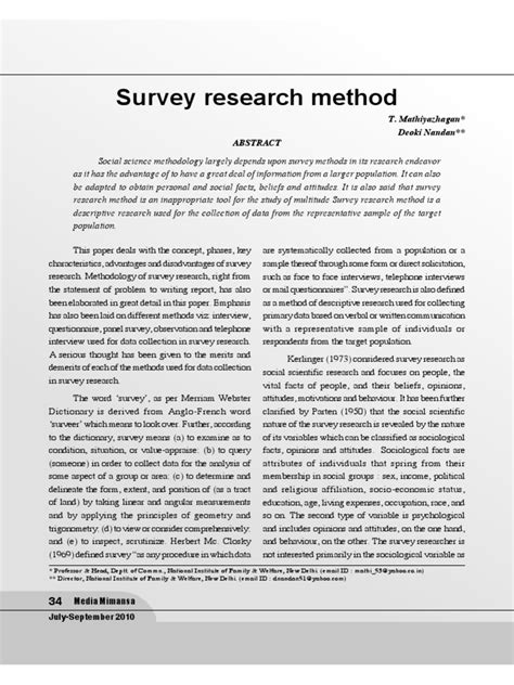 comprehensive overview   survey research methodology key phases