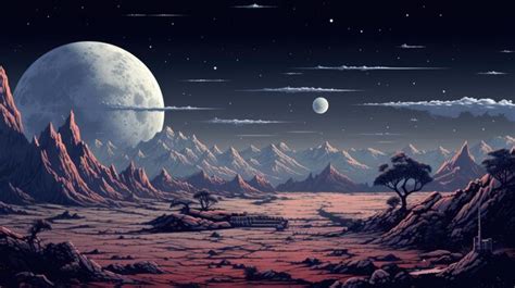 Arte de píxeles Paisaje lunar Foto Premium