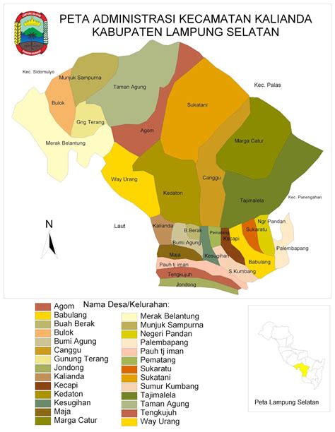 Sengon Peta Administrasi Kecamatan Kalianda Kabupaten Lampung Selatan