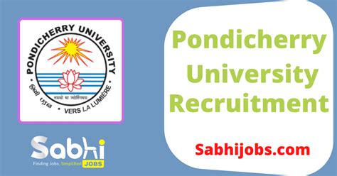 Pondicherry University Recruitment 2025 Career @ Pondiuni.e