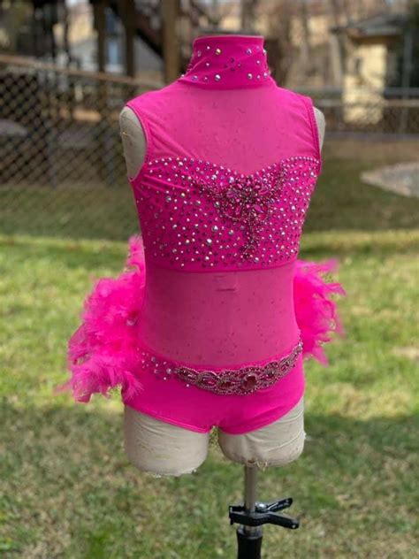 Custom Jazz Musical Theater Hot Pink Custom Costumes With Feathers