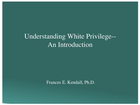 Pdf Understanding White Privilege