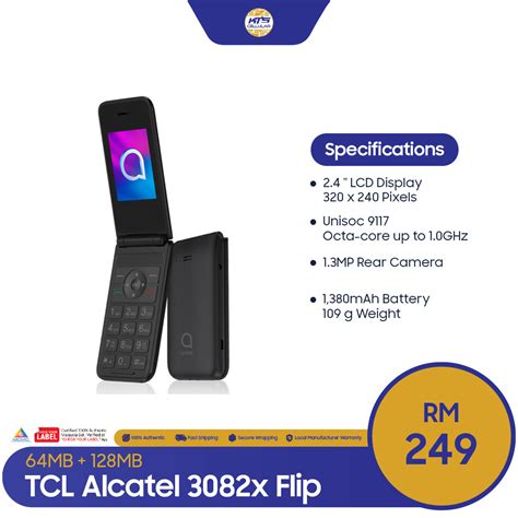 TCL Alcatel 3082x Flip 64MB 128MB Feature Phone Original 1 Year