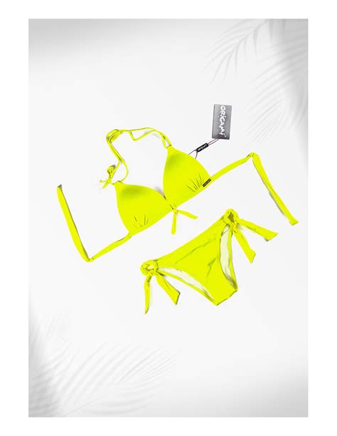 Basic Neon Yellow P Origami Bikini