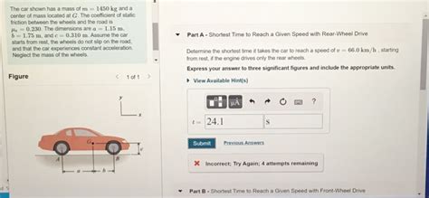 Solved The Car Shown Has A Mass Of M Kg And A Center Of Chegg