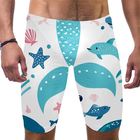 Mens Swim Briefs Men S Athletic Swimwear Jammers Mermaid Cartoon