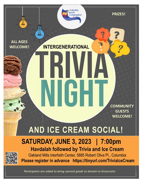 Trivia and Ice Cream Social | Columbia Jewish CongregationColumbia
