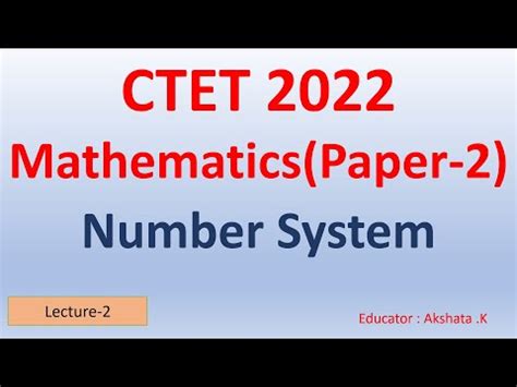 Number System Video Lecture Mathematics And Pedagogy Paper 2 For CTET