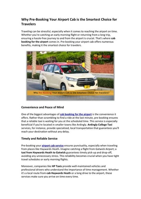 PPT - Why Pre-Booking Your Airport Cab is the Smartest Choice for ...