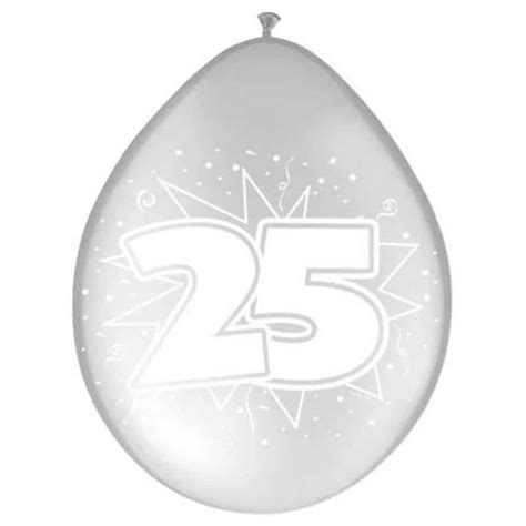 8 X 25th Birthday Anniversary Silver Deluxe Party Balloons 25th Silver Anniversary Party