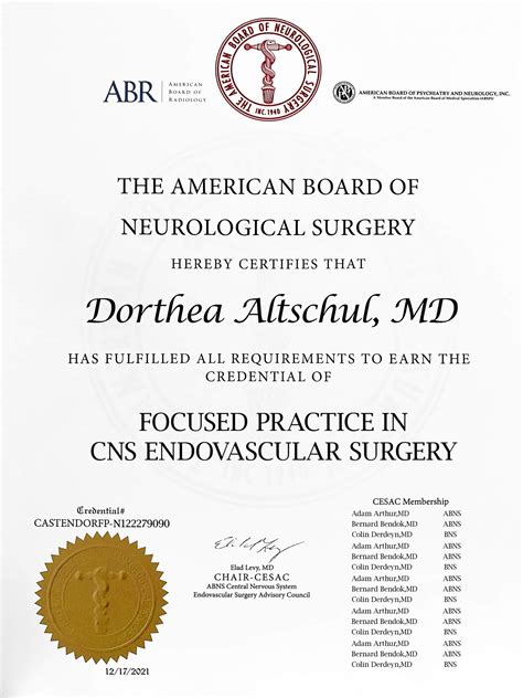 Editable The American Board Of Neurological Surgery Medical Certificate