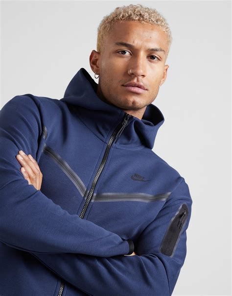 Nike Tech Fleece Windrunner Full Zip Hoodie In Midnight Navy Black