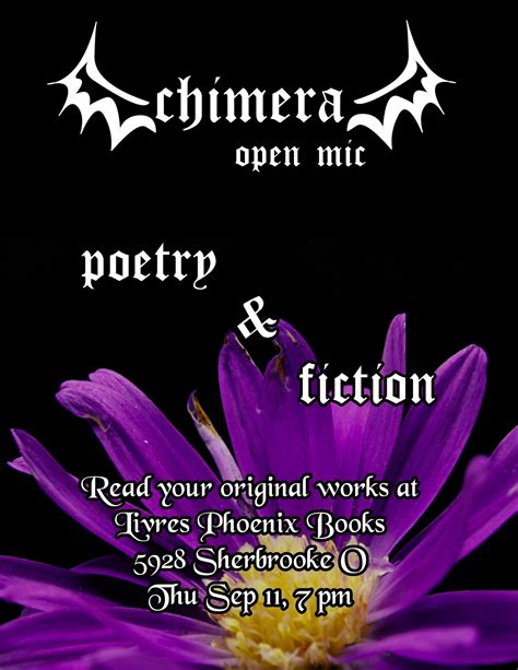 MICRO OUVERT LITTÉRAIRE- CHIMERA OPEN MIC- Read Your Own Works of