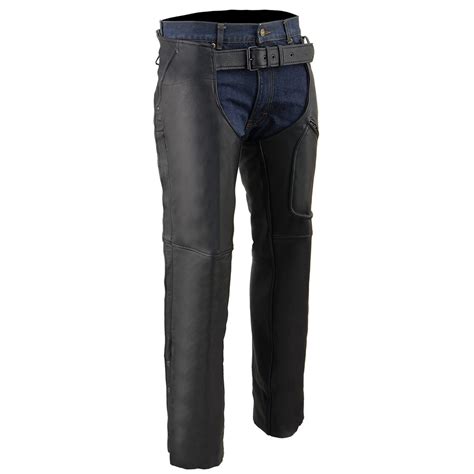 Milwaukee Leather Chaps For Men S Black Naked Leather Front 3 Pockets