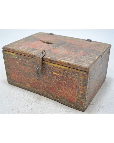 antique wooden cash galla box original  hand crafted fine painted