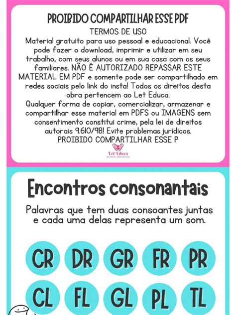Encontros Consonantal, Vocálicos e Dígrafos | PDF