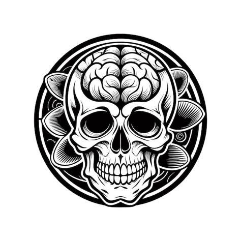 A black and white drawing of a skull with a black outline | Premium AI ...
