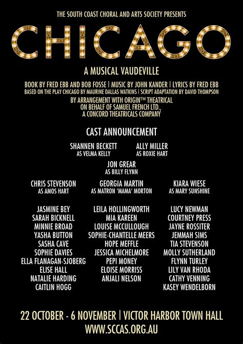 chicago cast announcement  south coast choral arts society