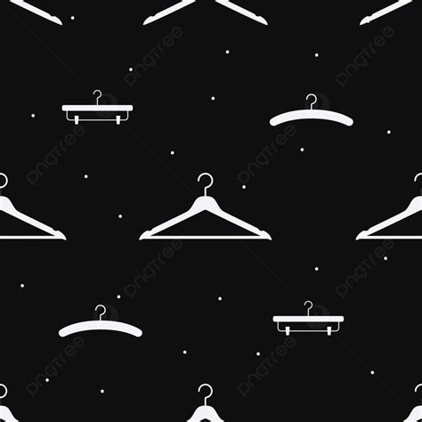 Vector Flat Silhouette Hand Drawn Seamless Pattern With Hangers