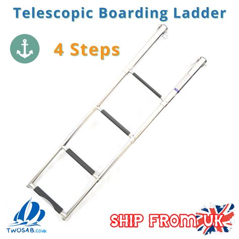 Telescopic Boat Boarding Ladder 316 Stainless Steel 4 Steps Marine