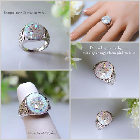 Cremation Ashes & Memorial Large Opal Ring 'Harper' - Amulet of Ashes