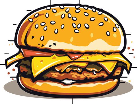 A Mouthwatering Cartoon Illustration Of A Cheeseburger 49251700 Vector