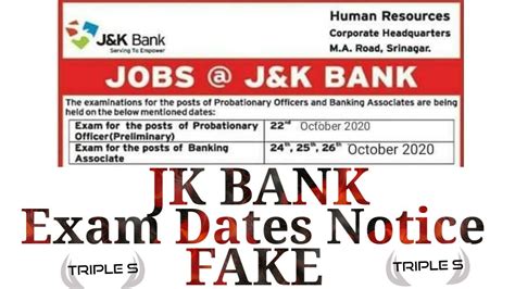 JK BANK EXAM DATES NOTICE REAL OR FAKE YouTube