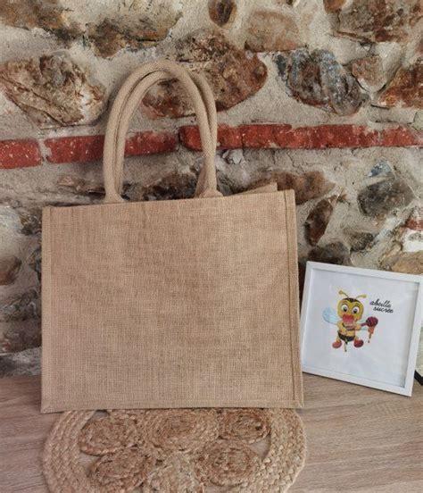 sac toile de jute personnalisé grand format Abeille sucree