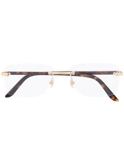 Cartier Rimless Square Frame Glasses In Gold Modesens