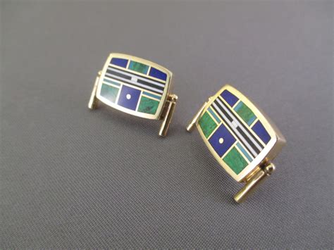 Ray Tracey 14kt Gold Earrings With Inlay Gold Navajo Jewelry