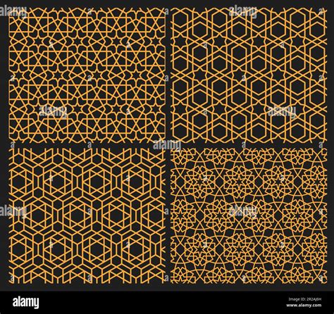 Mashrabiya Arabesque Arabic patterns set, seamless Islamic backgrounds ...