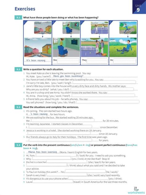 Present Perfect Continuous Interactive Worksheet Topworksheets