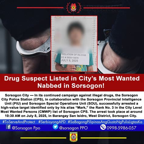 Sorsogon - Drug Suspect Listed in City’s Most Wanted Nabbed in Sorsogon