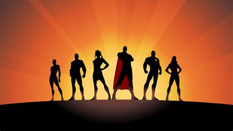 Vector Superhero Team Silhouette Stock Illustration Stock Illustration