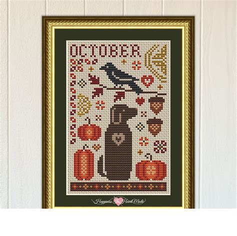 The Dog Days: October Dog Cross Stitch Pattern 6560 – Happiness Is